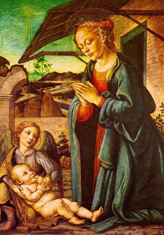 BOTTICINI, Francesco The Madonna Adoring the Child Jesus oil painting image